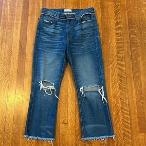 Madewell Retro Crop Bootcut Distressed Fray Trim High Rise Boyfriend jeans